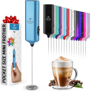 imagePowerful Milk Frother Wand  Mini ampamp Mighty Handheld Drink Mixer  Portable Coffee Frother For Latte Cappuccino Matcha Hot Chocolate Creamer  PinkCosmic Blue