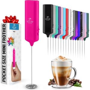 imagePowerful Milk Frother Wand  Mini ampamp Mighty Handheld Drink Mixer  Portable Coffee Frother For Latte Cappuccino Matcha Hot Chocolate Creamer  PinkDragon Fruit Fuchsia