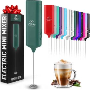 imagePowerful Milk Frother Wand  Mini ampamp Mighty Handheld Drink Mixer  Portable Coffee Frother For Latte Cappuccino Matcha Hot Chocolate Creamer  PinkEmerald