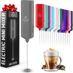 imagePowerful Milk Frother Wand  Mini ampamp Mighty Handheld Drink Mixer  Portable Coffee Frother For Latte Cappuccino Matcha Hot Chocolate Creamer  PinkGraphite