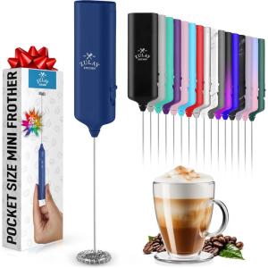 imagePowerful Milk Frother Wand  Mini ampamp Mighty Handheld Drink Mixer  Portable Coffee Frother For Latte Cappuccino Matcha Hot Chocolate Creamer  PinkIndigo