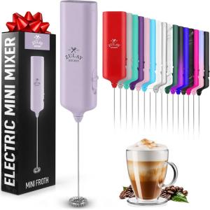 imagePowerful Milk Frother Wand  Mini ampamp Mighty Handheld Drink Mixer  Portable Coffee Frother For Latte Cappuccino Matcha Hot Chocolate Creamer  PinkLilac