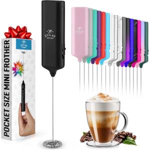 imagePowerful Milk Frother Wand  Mini ampamp Mighty Handheld Drink Mixer  Portable Coffee Frother For Latte Cappuccino Matcha Hot Chocolate Creamer  PinkMidnight Black
