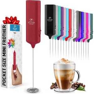 imagePowerful Milk Frother Wand  Mini ampamp Mighty Handheld Drink Mixer  Portable Coffee Frother For Latte Cappuccino Matcha Hot Chocolate Creamer  PinkRaspberry Pink