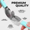 imageZulay Comfort Grip Garlic Press  Garlic Mincer Tool  Garlic Crusher  Garlic Press Mincer Rust Proof with Soft Ergonomic Handle Easy Clean Set with Peeler and BrushBreeze Blue