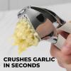imageZulay Comfort Grip Garlic Press  Garlic Mincer Tool  Garlic Crusher  Garlic Press Mincer Rust Proof with Soft Ergonomic Handle Easy Clean Set with Peeler and BrushFog Gray