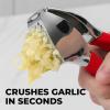 imageZulay Comfort Grip Garlic Press  Garlic Mincer Tool  Garlic Crusher  Garlic Press Mincer Rust Proof with Soft Ergonomic Handle Easy Clean Set with Peeler and BrushCrimson Red