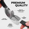 imageZulay Comfort Grip Garlic Press  Garlic Mincer Tool  Garlic Crusher  Garlic Press Mincer Rust Proof with Soft Ergonomic Handle Easy Clean Set with Peeler and BrushCharcoal Black