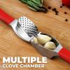 imageZulay Comfort Grip Garlic Press  Garlic Mincer Tool  Garlic Crusher  Garlic Press Mincer Rust Proof with Soft Ergonomic Handle Easy Clean Set with Peeler and BrushCrimson Red