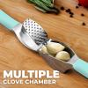 imageZulay Comfort Grip Garlic Press  Garlic Mincer Tool  Garlic Crusher  Garlic Press Mincer Rust Proof with Soft Ergonomic Handle Easy Clean Set with Peeler and BrushBreeze Blue