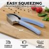 imageZulay Comfort Grip Garlic Press  Garlic Mincer Tool  Garlic Crusher  Garlic Press Mincer Rust Proof with Soft Ergonomic Handle Easy Clean Set with Peeler and BrushPowder Blue