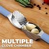 imageZulay Comfort Grip Garlic Press  Garlic Mincer Tool  Garlic Crusher  Garlic Press Mincer Rust Proof with Soft Ergonomic Handle Easy Clean Set with Peeler and BrushPowder Blue