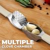 imageZulay Comfort Grip Garlic Press  Garlic Mincer Tool  Garlic Crusher  Garlic Press Mincer Rust Proof with Soft Ergonomic Handle Easy Clean Set with Peeler and BrushBlizzard White