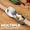 imageZulay Comfort Grip Garlic Press  Garlic Mincer Tool  Garlic Crusher  Garlic Press Mincer Rust Proof with Soft Ergonomic Handle Easy Clean Set with Peeler and BrushPetal Pink