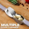 imageZulay Comfort Grip Garlic Press  Garlic Mincer Tool  Garlic Crusher  Garlic Press Mincer Rust Proof with Soft Ergonomic Handle Easy Clean Set with Peeler and BrushDusty Lavender