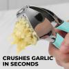 imageZulay Comfort Grip Garlic Press  Garlic Mincer Tool  Garlic Crusher  Garlic Press Mincer Rust Proof with Soft Ergonomic Handle Easy Clean Set with Peeler and BrushBreeze Blue