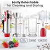 imageZulay Immersion Blender Handheld  800 Watt Hand Blender With HighPower Turbo Mode  Durable Stick Blender With UltraSharp Stainless Steel Blades For Effortless Blending  BlackCardinal Red