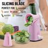 imageZulay Kitchen Rotary Cheese Grater 5 Blade Cheese Shredder  Manual Hand Crank Cheese Grater With Reinforced Suction ampamp 5 Interchangeable Drums  Easy to Use Vegetable Chopper Round Mandoline SlicerBlush Pearl