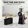 imageZulay Kitchen Rotary Cheese Grater 5 Blade Cheese Shredder  Manual Hand Crank Cheese Grater With Reinforced Suction ampamp 5 Interchangeable Drums  Easy to Use Vegetable Chopper Round Mandoline SlicerBlack Royale