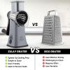 imageZulay Kitchen Rotary Cheese Grater 5 Blade Cheese Shredder  Manual Hand Crank Cheese Grater With Reinforced Suction ampamp 5 Interchangeable Drums  Easy to Use Vegetable Chopper Round Mandoline SlicerGraphite Storm