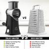 imageZulay Kitchen Rotary Cheese Grater 5 Blade Cheese Shredder  Manual Hand Crank Cheese Grater With Reinforced Suction ampamp 5 Interchangeable Drums  Easy to Use Vegetable Chopper Round Mandoline SlicerJet Black