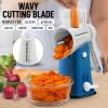 imageZulay Kitchen Rotary Cheese Grater 5 Blade Cheese Shredder  Manual Hand Crank Cheese Grater With Reinforced Suction ampamp 5 Interchangeable Drums  Easy to Use Vegetable Chopper Round Mandoline SlicerHeavenly Blue