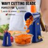 imageZulay Kitchen Rotary Cheese Grater 5 Blade Cheese Shredder  Manual Hand Crank Cheese Grater With Reinforced Suction ampamp 5 Interchangeable Drums  Easy to Use Vegetable Chopper Round Mandoline SlicerBlue Gold