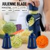 imageZulay Kitchen Rotary Cheese Grater 5 Blade Cheese Shredder  Manual Hand Crank Cheese Grater With Reinforced Suction ampamp 5 Interchangeable Drums  Easy to Use Vegetable Chopper Round Mandoline SlicerCrystal Sapphire