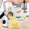 imageZulay Kitchen Rotary Cheese Grater 5 Blade Cheese Shredder  Manual Hand Crank Cheese Grater With Reinforced Suction ampamp 5 Interchangeable Drums  Easy to Use Vegetable Chopper Round Mandoline SlicerPanda White