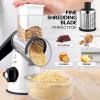 imageZulay Kitchen Rotary Cheese Grater 5 Blade Cheese Shredder  Manual Hand Crank Cheese Grater With Reinforced Suction ampamp 5 Interchangeable Drums  Easy to Use Vegetable Chopper Round Mandoline SlicerPanda White
