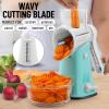 imageZulay Kitchen Rotary Cheese Grater 5 Blade Cheese Shredder  Manual Hand Crank Cheese Grater With Reinforced Suction ampamp 5 Interchangeable Drums  Easy to Use Vegetable Chopper Round Mandoline SlicerIcy Breeze