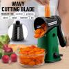 imageZulay Kitchen Rotary Cheese Grater 5 Blade Cheese Shredder  Manual Hand Crank Cheese Grater With Reinforced Suction ampamp 5 Interchangeable Drums  Easy to Use Vegetable Chopper Round Mandoline SlicerJade Night