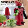 imageZulay Kitchen Rotary Cheese Grater 5 Blade Cheese Shredder  Manual Hand Crank Cheese Grater With Reinforced Suction ampamp 5 Interchangeable Drums  Easy to Use Vegetable Chopper Round Mandoline SlicerDeep Maroon