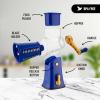 imageZulay Kitchen Rotary Cheese Grater 5 Blade Cheese Shredder  Manual Hand Crank Cheese Grater With Reinforced Suction ampamp 5 Interchangeable Drums  Easy to Use Vegetable Chopper Round Mandoline SlicerBlue Gold