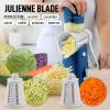 imageZulay Kitchen Rotary Cheese Grater 5 Blade Cheese Shredder  Manual Hand Crank Cheese Grater With Reinforced Suction ampamp 5 Interchangeable Drums  Easy to Use Vegetable Chopper Round Mandoline SlicerHeavenly Blue