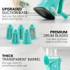 imageZulay Kitchen Rotary Cheese Grater 5 Blade Cheese Shredder  Manual Hand Crank Cheese Grater With Reinforced Suction ampamp 5 Interchangeable Drums  Easy to Use Vegetable Chopper Round Mandoline SlicerCalm Teal