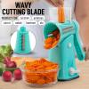 imageZulay Kitchen Rotary Cheese Grater 5 Blade Cheese Shredder  Manual Hand Crank Cheese Grater With Reinforced Suction ampamp 5 Interchangeable Drums  Easy to Use Vegetable Chopper Round Mandoline SlicerCalm Teal
