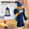 imageZulay Kitchen Rotary Cheese Grater 5 Blade Cheese Shredder  Manual Hand Crank Cheese Grater With Reinforced Suction ampamp 5 Interchangeable Drums  Easy to Use Vegetable Chopper Round Mandoline SlicerCrystal Sapphire