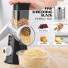 imageZulay Kitchen Rotary Cheese Grater 5 Blade Cheese Shredder  Manual Hand Crank Cheese Grater With Reinforced Suction ampamp 5 Interchangeable Drums  Easy to Use Vegetable Chopper Round Mandoline SlicerJet Black