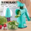 imageZulay Kitchen Rotary Cheese Grater 5 Blade Cheese Shredder  Manual Hand Crank Cheese Grater With Reinforced Suction ampamp 5 Interchangeable Drums  Easy to Use Vegetable Chopper Round Mandoline SlicerCalm Teal