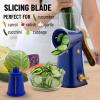 imageZulay Kitchen Rotary Cheese Grater 5 Blade Cheese Shredder  Manual Hand Crank Cheese Grater With Reinforced Suction ampamp 5 Interchangeable Drums  Easy to Use Vegetable Chopper Round Mandoline SlicerBlue Gold