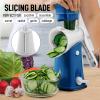 imageZulay Kitchen Rotary Cheese Grater 5 Blade Cheese Shredder  Manual Hand Crank Cheese Grater With Reinforced Suction ampamp 5 Interchangeable Drums  Easy to Use Vegetable Chopper Round Mandoline SlicerHeavenly Blue
