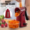 imageZulay Kitchen Rotary Cheese Grater 5 Blade Cheese Shredder  Manual Hand Crank Cheese Grater With Reinforced Suction ampamp 5 Interchangeable Drums  Easy to Use Vegetable Chopper Round Mandoline SlicerDeep Maroon