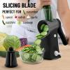 imageZulay Kitchen Rotary Cheese Grater 5 Blade Cheese Shredder  Manual Hand Crank Cheese Grater With Reinforced Suction ampamp 5 Interchangeable Drums  Easy to Use Vegetable Chopper Round Mandoline SlicerJet Black