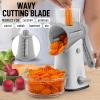imageZulay Kitchen Rotary Cheese Grater 5 Blade Cheese Shredder  Manual Hand Crank Cheese Grater With Reinforced Suction ampamp 5 Interchangeable Drums  Easy to Use Vegetable Chopper Round Mandoline SlicerFrosted White