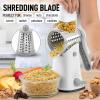 imageZulay Kitchen Rotary Cheese Grater 5 Blade Cheese Shredder  Manual Hand Crank Cheese Grater With Reinforced Suction ampamp 5 Interchangeable Drums  Easy to Use Vegetable Chopper Round Mandoline SlicerFrosted White