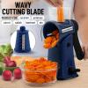 imageZulay Kitchen Rotary Cheese Grater 5 Blade Cheese Shredder  Manual Hand Crank Cheese Grater With Reinforced Suction ampamp 5 Interchangeable Drums  Easy to Use Vegetable Chopper Round Mandoline SlicerCrystal Sapphire