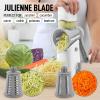 imageZulay Kitchen Rotary Cheese Grater 5 Blade Cheese Shredder  Manual Hand Crank Cheese Grater With Reinforced Suction ampamp 5 Interchangeable Drums  Easy to Use Vegetable Chopper Round Mandoline SlicerFrosted White