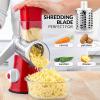 imageZulay Kitchen Rotary Cheese Grater 5 Blade Cheese Shredder  Manual Hand Crank Cheese Grater With Reinforced Suction ampamp 5 Interchangeable Drums  Easy to Use Vegetable Chopper Round Mandoline SlicerElegant Candy
