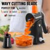 imageZulay Kitchen Rotary Cheese Grater 5 Blade Cheese Shredder  Manual Hand Crank Cheese Grater With Reinforced Suction ampamp 5 Interchangeable Drums  Easy to Use Vegetable Chopper Round Mandoline SlicerJet Black